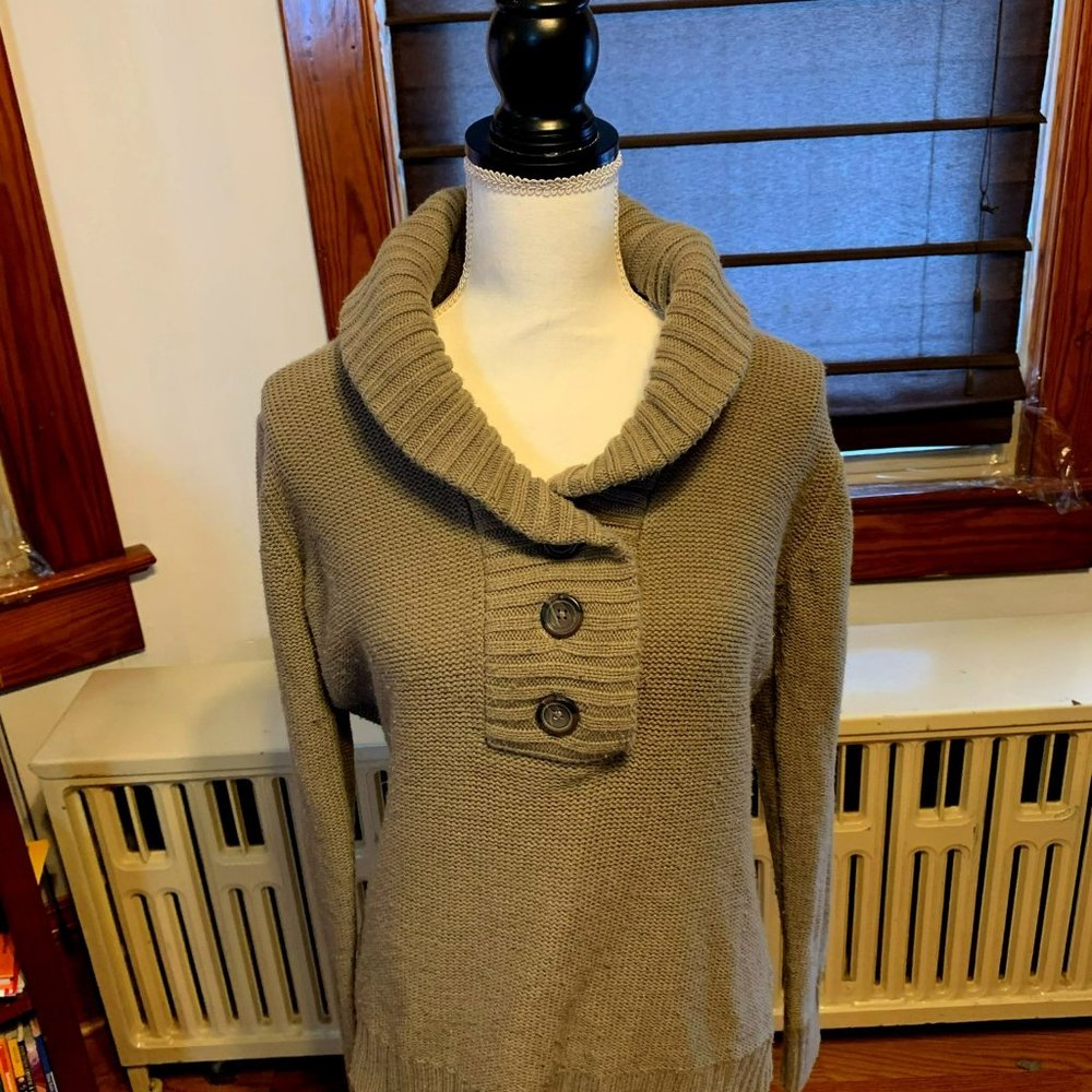 Tan Rollneck Chunky Sweater
